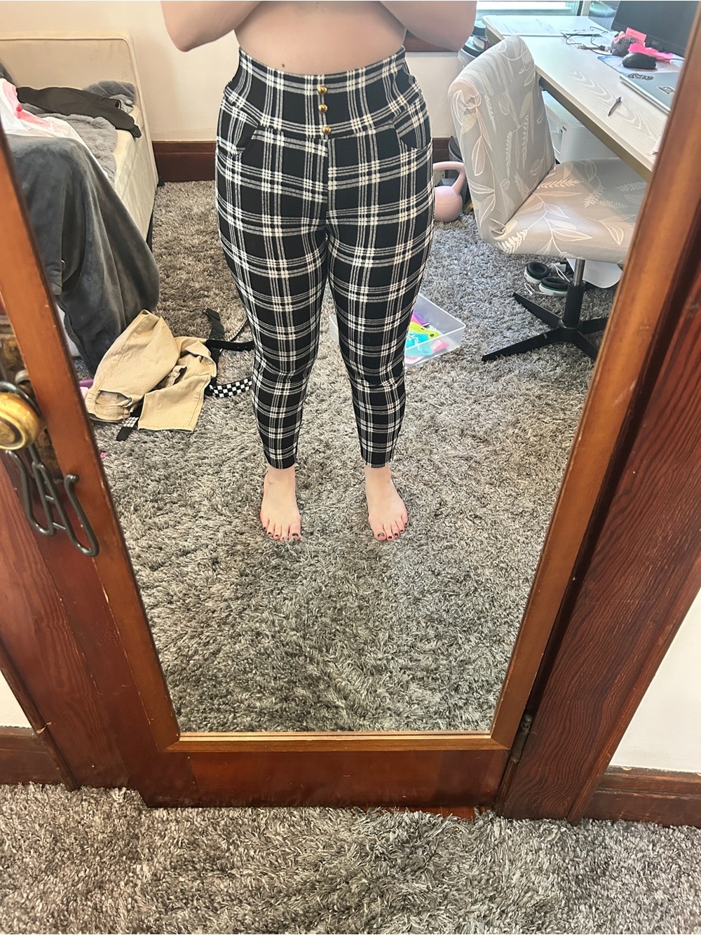 Plaid women’s casual work pants